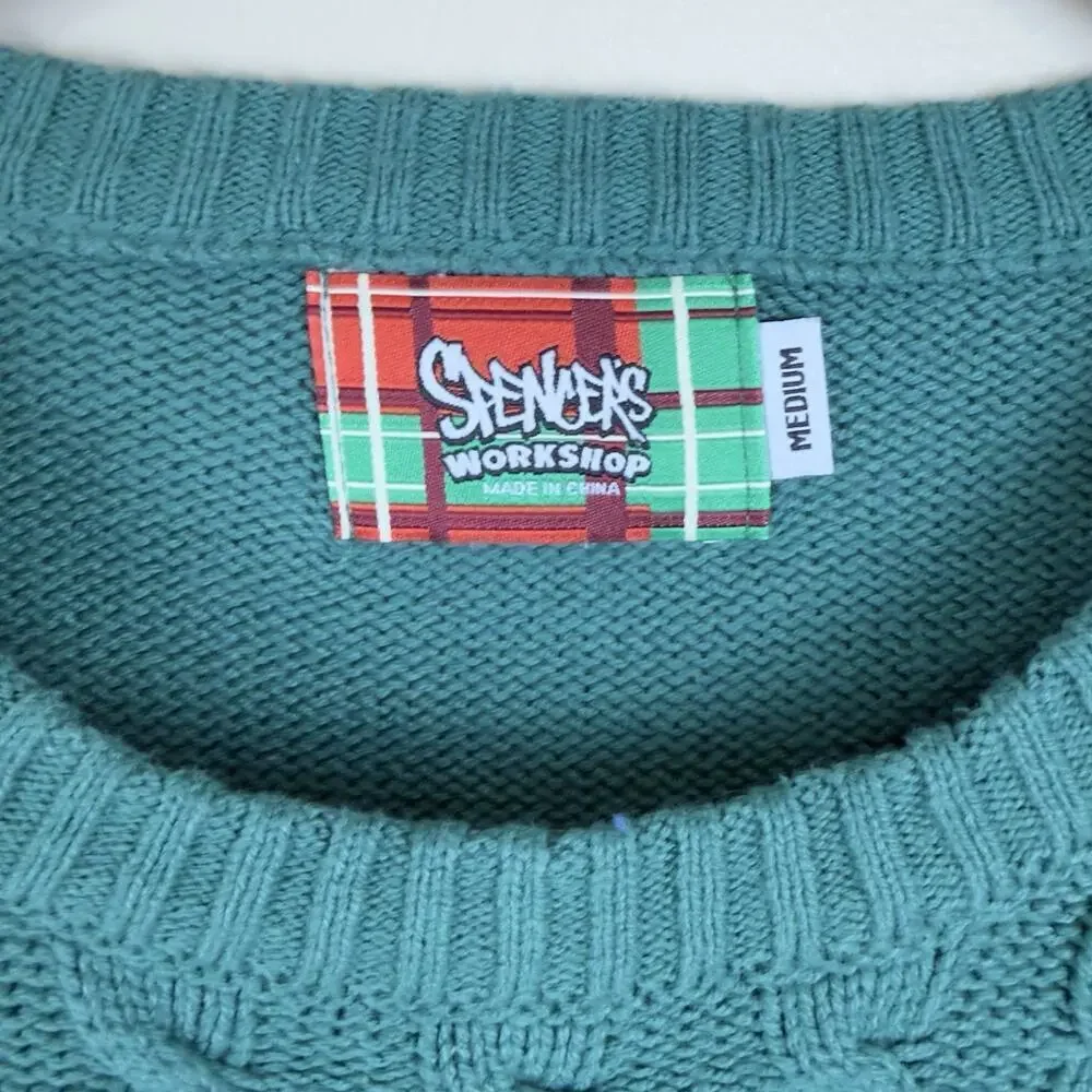 Spencers Unisex’s Cable Knit Christmas Reindeer Novelty Holiday Sweater Size M